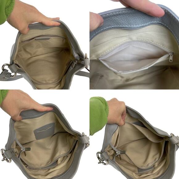 Genuine Leather Borse in Pelle Made in Italy Shoulder Bag Gray - Picture 15 of 16